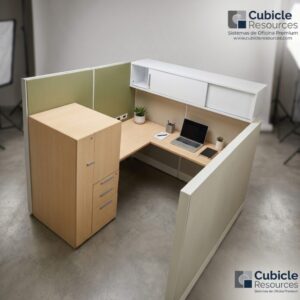 Modular Office Cubicles with Overhead Storage – Customizable Configura